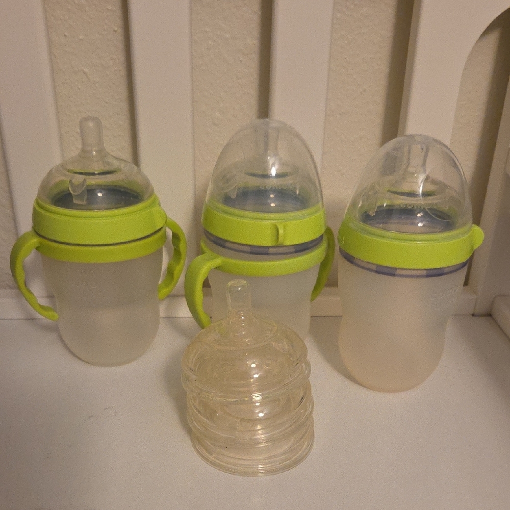 Green and Clear Baby Sippy Cups Set